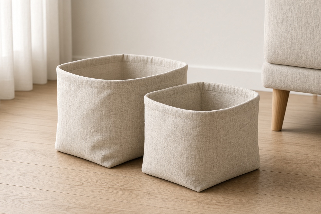 Washed Linen Storage Bins, Set of 2